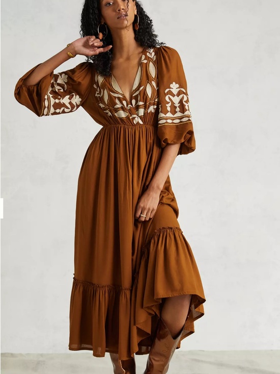 Anthropologie Dresses & Skirts - Anthropologie Let Me Be Embroidered Open-Back Maxi Dress Size S